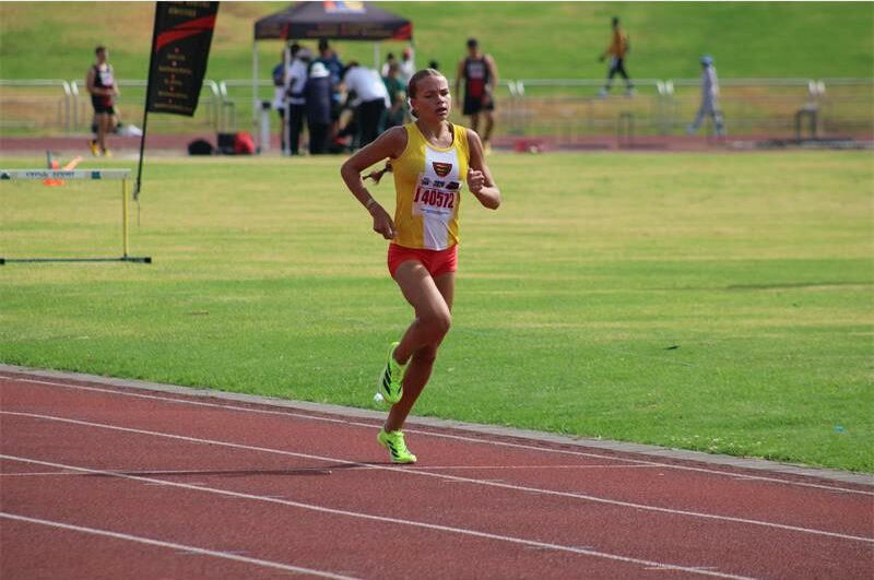 Photos of Chelsea van Dyk in Benoni Northerns Athletic Club colours at the first CGA track and field league meeting at Germiston Stadium.