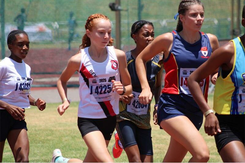 Photos of Benoni Harriers AC runners at the first CGA open track and field league meeting at Germiston Stadium.