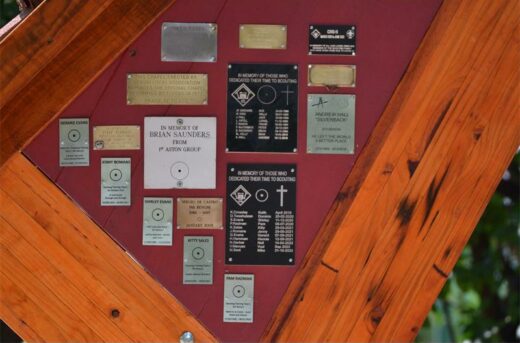 Plaques with writing fixed to wood