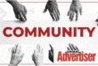 Image of multi coloured hands surrounding the word Community