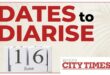 A black and white image showing a calendar marked 16 June with Dates to Diarise in red and the Benoni City Times logo.