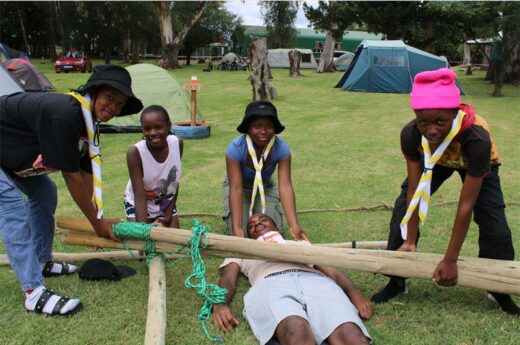 Group of five black children
