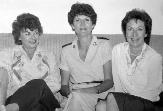 Black and white photo of three women