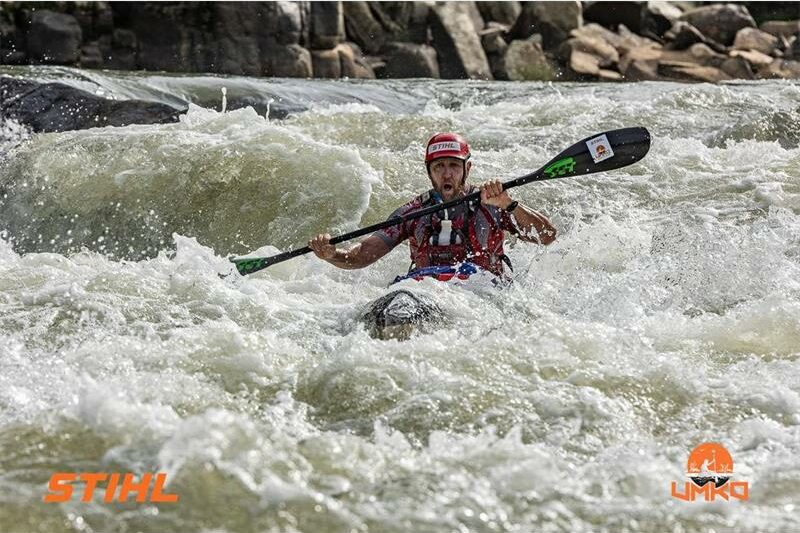 He was third overall in the K1 race and first in his category.