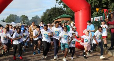 Group of people running