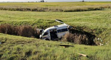 Accident damaged taxi in a ditch