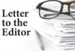A black and white image of reading glasses on top of a pile of papers and a pencil next to this with the wording Letter to the Editor.