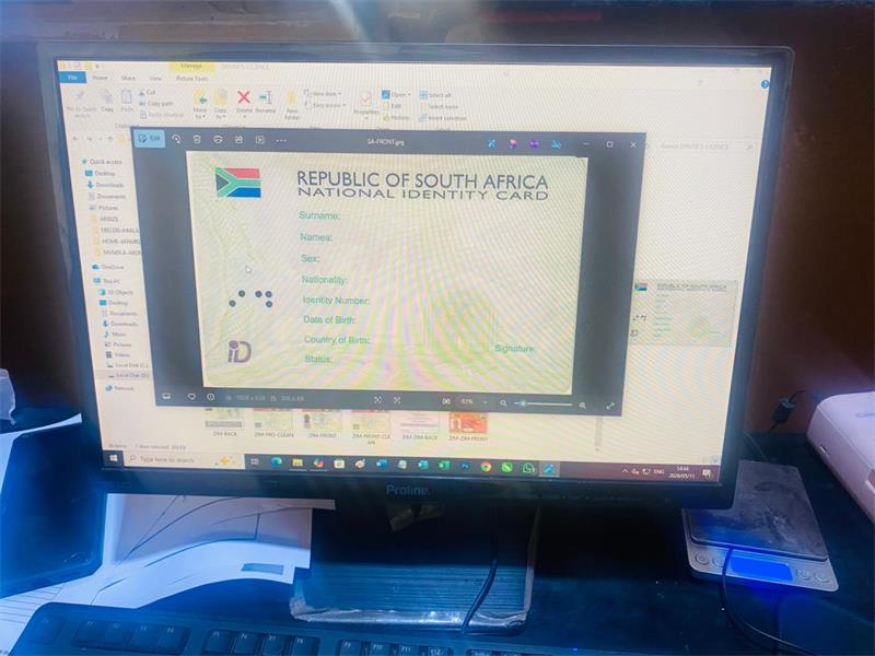 Computer screen with a ID document on the screen