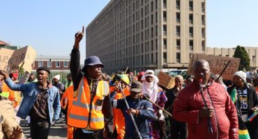 Protesters marching in Boksburg