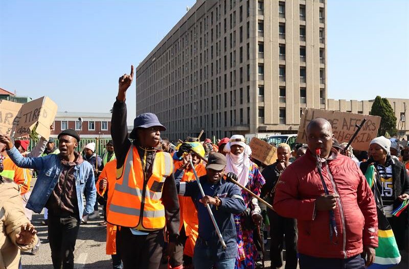 Protesters marching in Boksburg