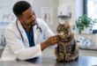 Vet tending to a cat