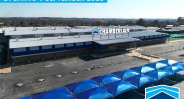 An aerial view of a vast new development of a hardware store.