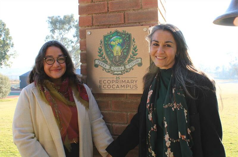 Two women standing a a crest holding hands
