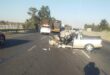 Photo of a silver bakkie with the front severely damaged due to a crash
