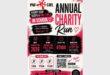 A pink and black poster advertising a annual charity run.