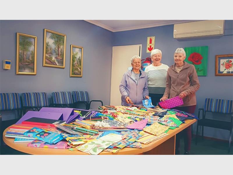 Members of the congregation donate the stationery and their Creative Hearts group members make the pencil bags.
