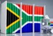 South African flag depicted as voter booths