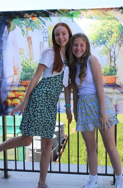 Two young girls posing