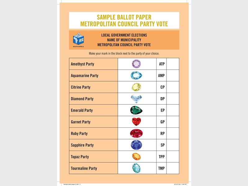 On the ballot paper, you will place your X in the box next to the political party and/or candidate of your choice.