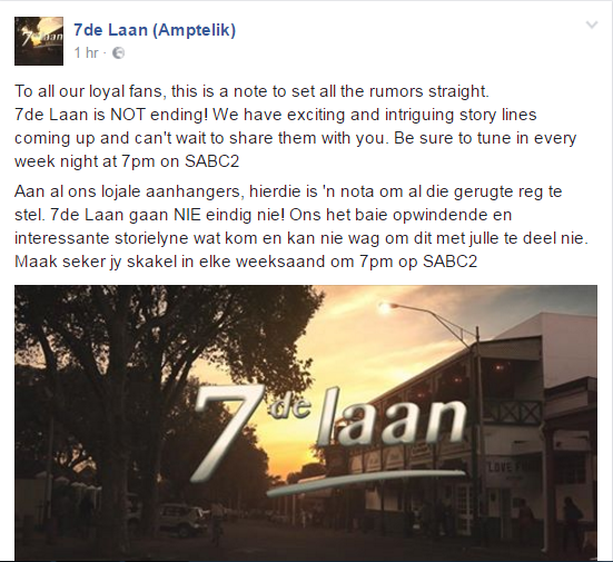 7de Laan gerugte klaar of nie