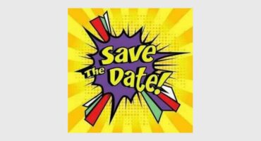 Save the date poster with comic book style.
