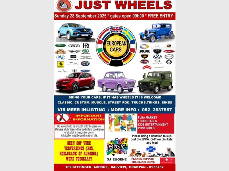 Classic cars, custom builds, bikes, food, music, and family fun. The Just Wheels Club is the place to be on September 28.