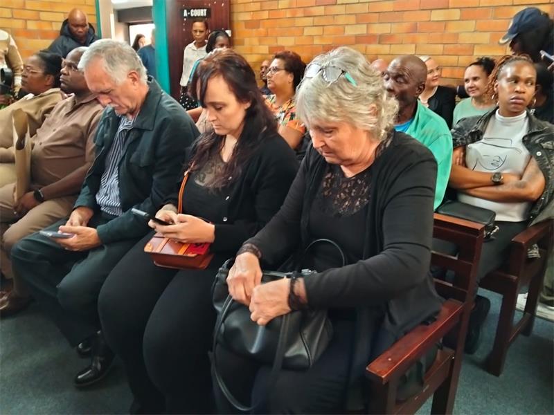 Family members looked on as the former police officer appeared briefly in the Brakpan Magistrate’s Court.