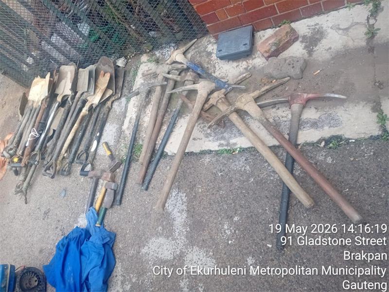 A multi-disciplinary operation led by SAPS and supported by the SANDF resulted in arrests and the seizure of illegal mining equipment in Brakpan North.