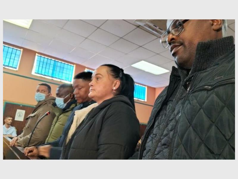 Juan-Mare Eksteen, partner of the late Wiandre Pretorius, made her first appearance in the Brakpan Magistrate’s Court, joining five others accused of the murder of Emmanuel Mbense.