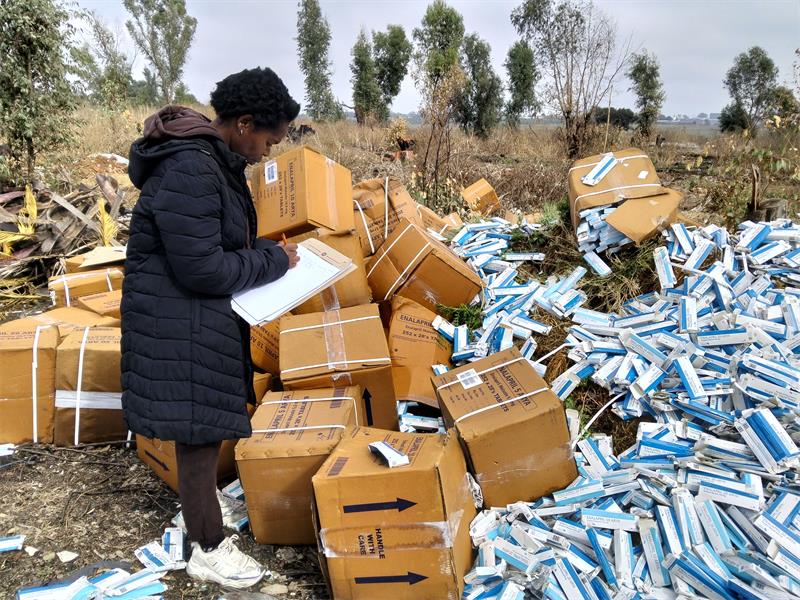 Authorities are investigating after a load of prescription drugs were found in the former informal settlement.
