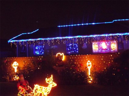 The house, number 14 Groenberg Avenue in Eastvale has its Christmas lights on every night from about 6:30pm until about 11:30pm. 