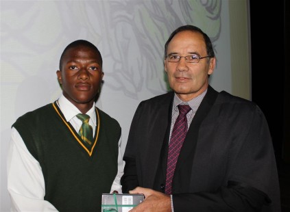 Lesego Pooe and principal of Springs Boys' High School André French.