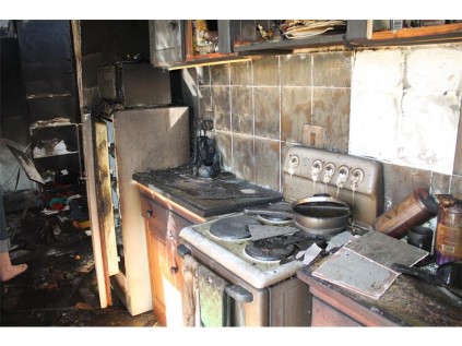 What is left of the kitchen.