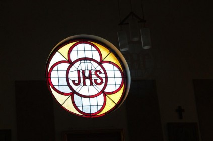 One of the beautiful stained glass windows.