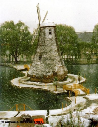 The windmill how it looked in 1981 when it snowed in Springs.