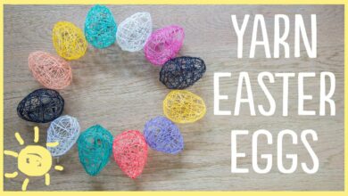 Help the kids make these cute and easy DIY yarn Easter eggs