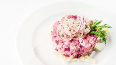 Pink potato salad