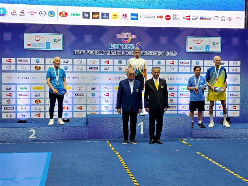 He won the men's over-75 singles and doubles titles at the BWF seniors championships in Thailand.