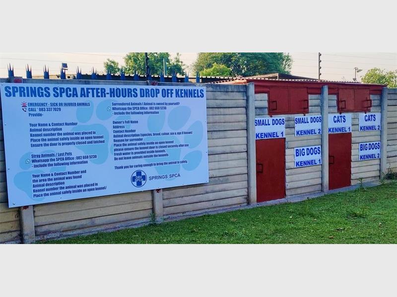 The Springs SPCA has unveiled new after-hours drop-off kennels, giving residents a safe way to leave animals when the pound is closed.