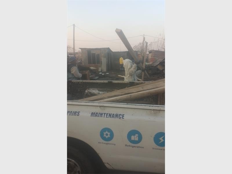 Firefighters battled a shack fire in Payneville after a gas cylinder explosion, successfully saving five neighbouring structures and reporting no injuries.