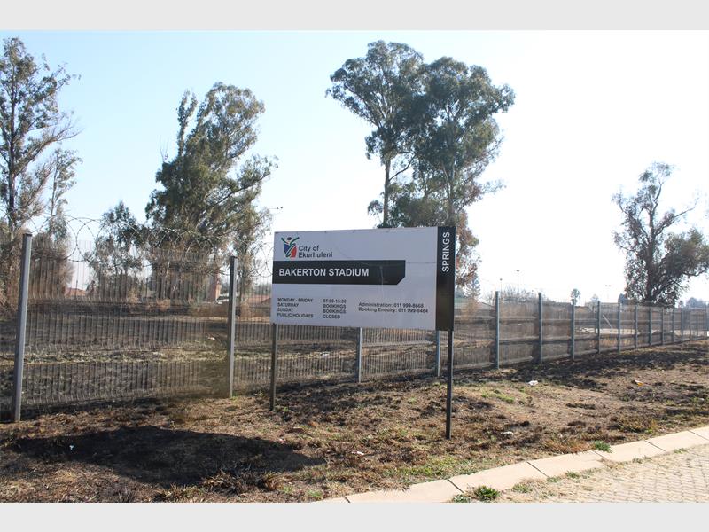 Residents can still book Bakerton Stadium manually, but the City of Ekurhuleni says the playing field and some sporting facilities remain unsafe.