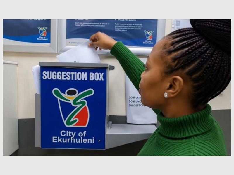 Residents can submit compliments, complaints, suggestions and concerns through suggestion boxes available at all City of Ekurhuleni health facilities.