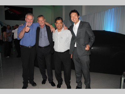Ben Morgenrood, David Huges, Trevor Ward and Junichi Imai celebrating the extension of the Mazda family.
