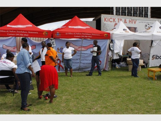 Gazebos where TB tests were conducted at Sibanye Gold's TB Day. Photo: Vusumzi Tukani.