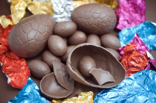 Opened chocolate Easter Eggs