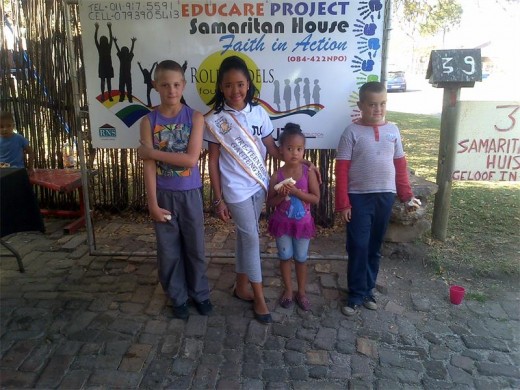 Jasmine Petersen with some of the kids from The Samaritan House.