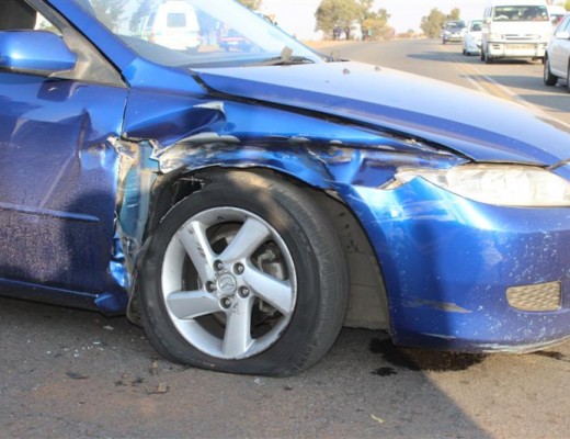 The blue Mazda involved in the crash.