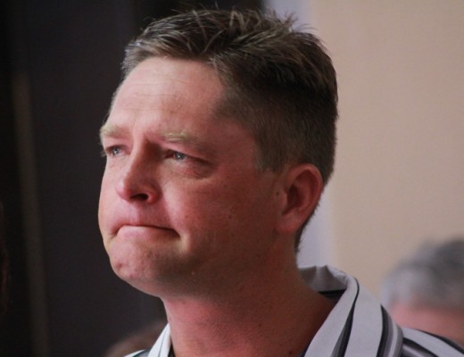 Robert Faulkner gets emotional while watching a slideshow of all his daughter has gone through in a few short years.