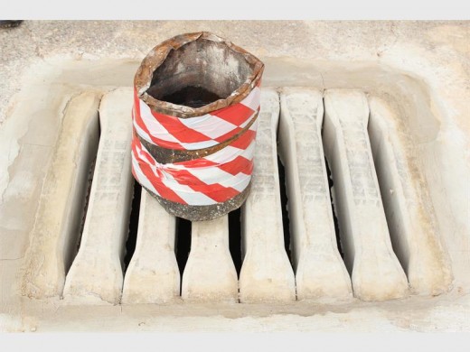 The drain in the stages of drying.