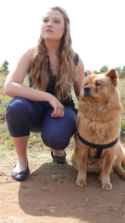 Marthie Visser and her dog Gummy about to walk six kilometres for a good cause.